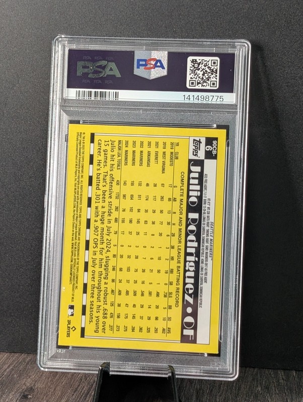2025 TOPPS CHROME JULIO RODRIGUEZ 1990 TOPPS PSA 10 view 2