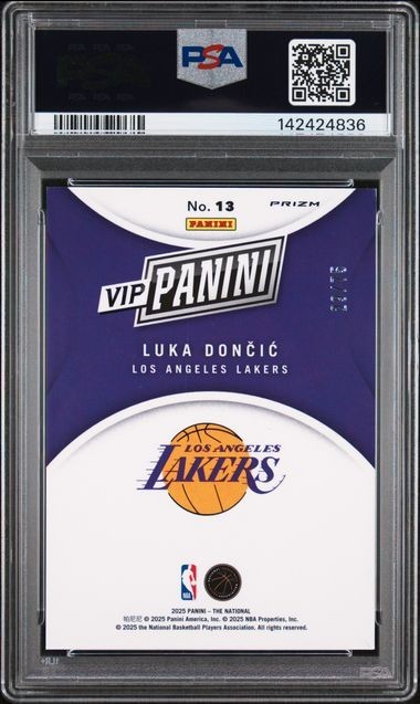 2025 PANINI NSCC VIP GOLD #13 LUKA DONCIC BLUE SPARKLE 29/75 PSA GEM MT 10 view 2