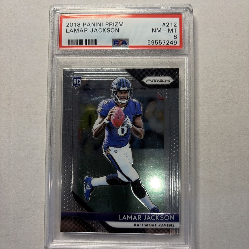 2018 Panini Prizm - Rookie Lamar Jackson #212 (RC) PSA 8