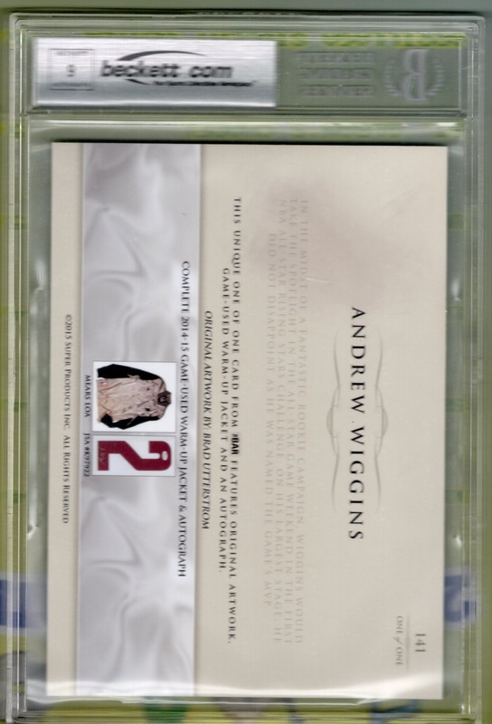 2015 The Bar Andrew Wiggins NBA Logoman Adidas Logo Patch Auto 1/1 BGS 9 view 2