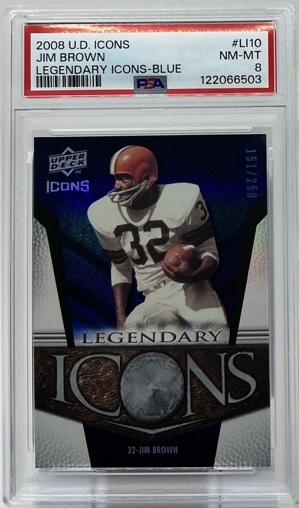 Jim Brown PSA 8 -2008 Upper Deck Legendary Icons ‘Blue’ /250 Browns, Syracuse