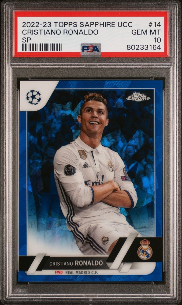 2022-23 Topps Chrome Sapphire CRISTIANO RONALDO Image Variation #14b PSA 10