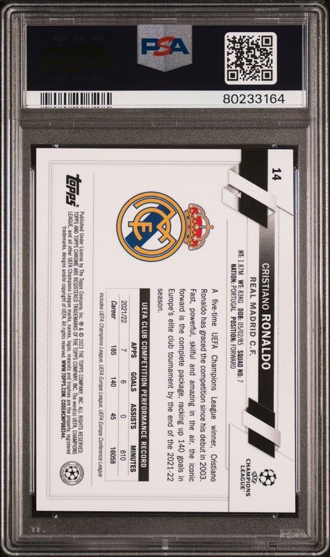 2022-23 Topps Chrome Sapphire CRISTIANO RONALDO Image Variation #14b PSA 10 view 2