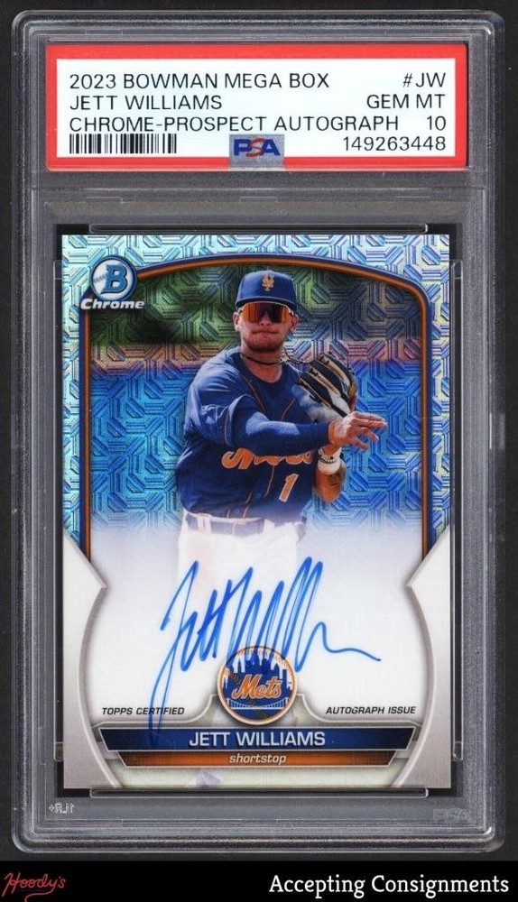 2023 Bowman Chrome Mega Box Autographs Jett Williams ROOKIE AUTO PSA 10 GEM