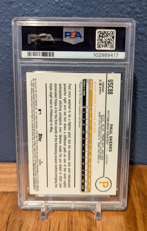 2024 Topps Chrome Update #USC88 Paul Skenes Rookie Card PSA 9 Mint RC Pirates view 2