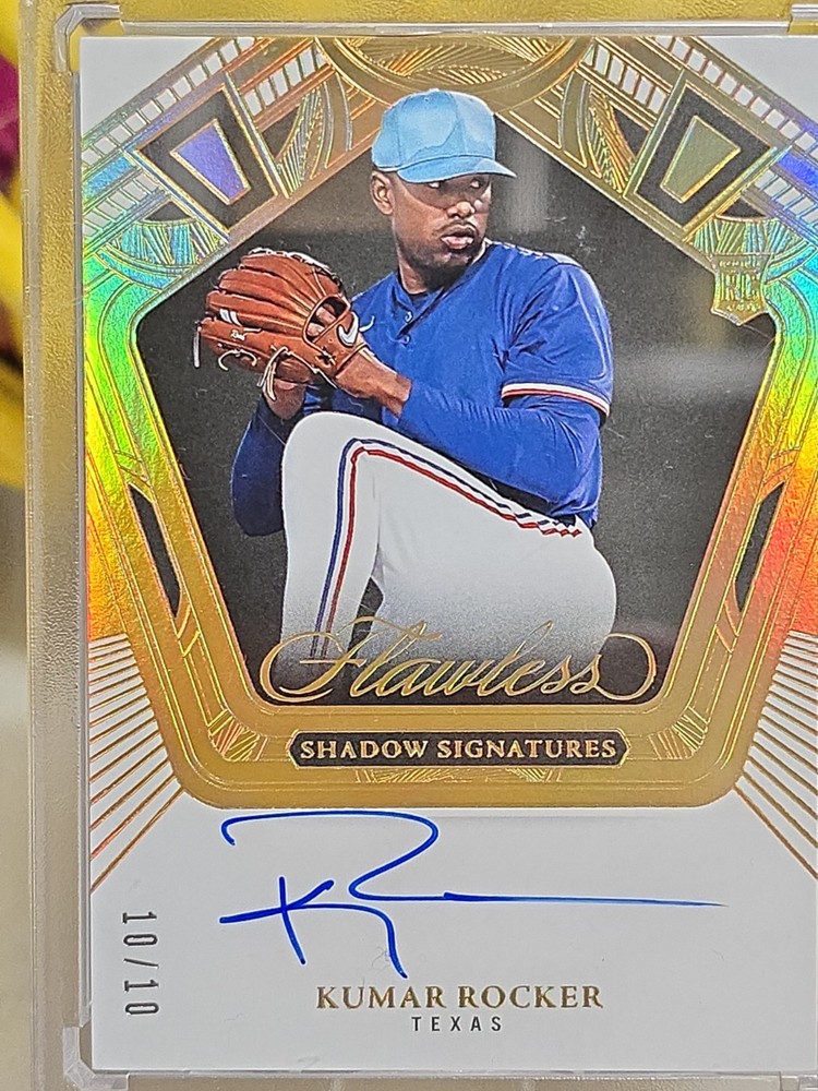 2025 /10  KUMAR ROCKER RC GOLD SHADOW AUTo  Panini Flawless TEXAS RANGERS