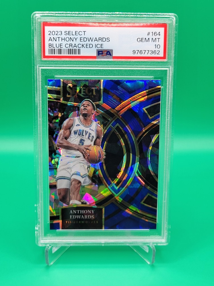 2023 Panini Select #164 Anthony Edwards Blue Cracked Ice PSA 10 Timberwolves 