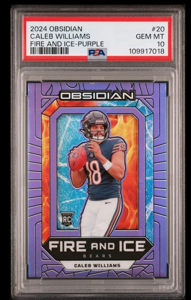 2024 Obsidian Caleb Williams Fire Ice Purple RC 9/50 PSA 10 Bears QB