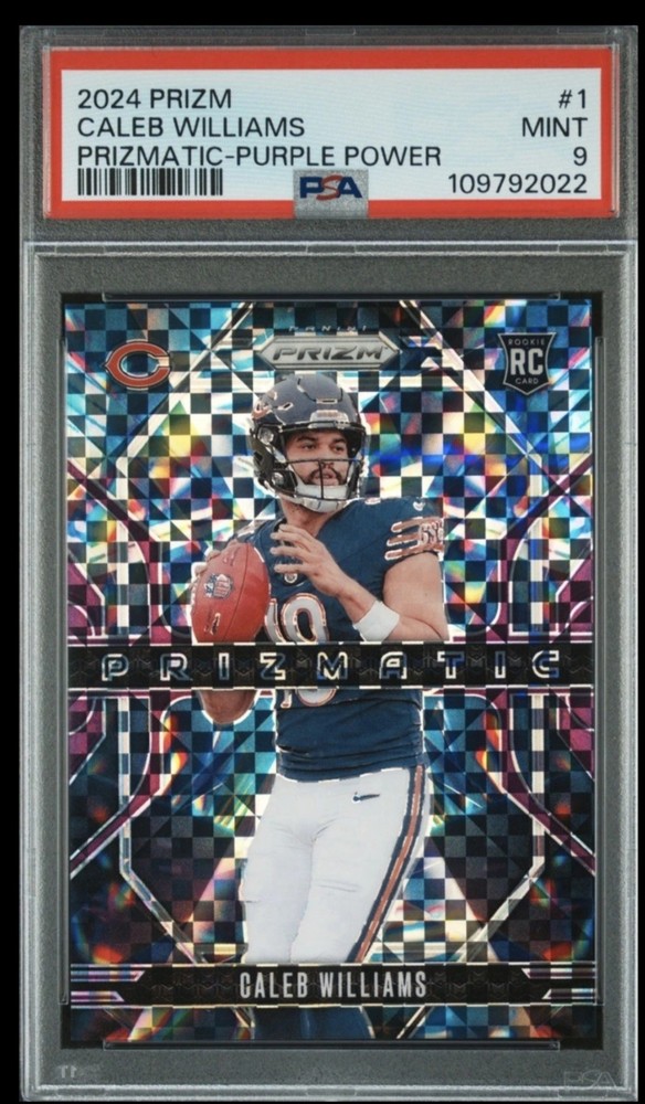 2024 Caleb Williams Prizmatic-Purple Power Jersey Number Match 18/49 PSA 9 POP 1