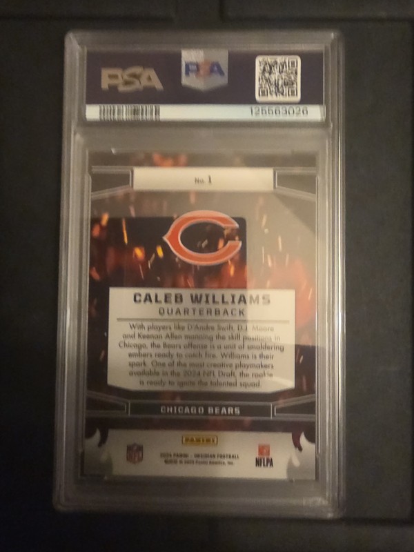 CALEB WILLIAMS 2024 OBSIDIAN ROOKIE EMBERS SP PSA 9 view 2