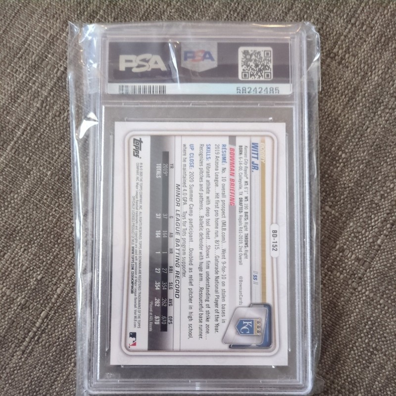 2020 Bowman Draft #BD152 Bobby Witt Jr. PSA 10 Gem Mint Royals 🔥🔥 view 2
