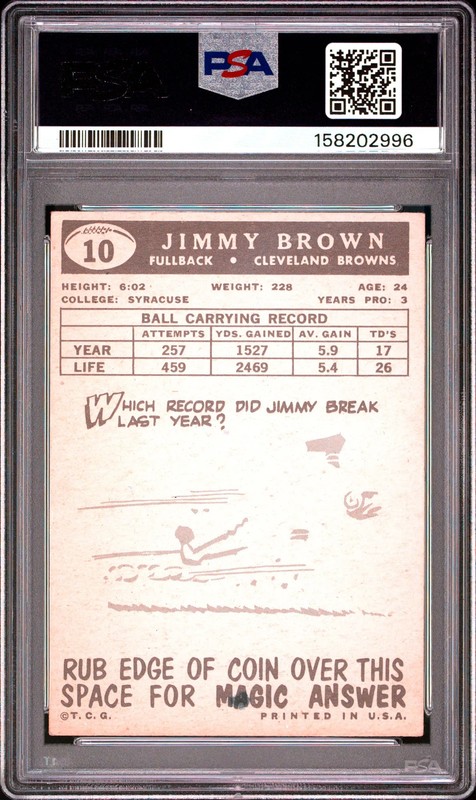 1959 Topps Jim Brown #10 PSA 4 view 2