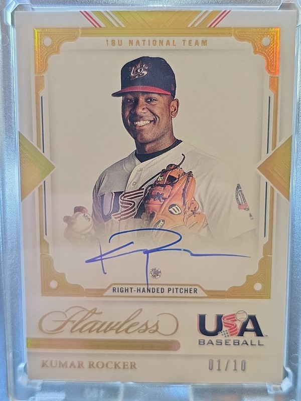 2022 Panini Flawless USA Baseball Certified Diamond Kumar Rocker Auto 1/10 view 2