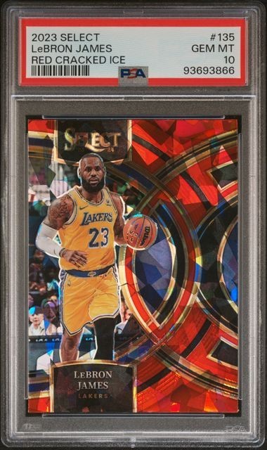2023 PANINI SELECT #135 LEBRON JAMES RED CRACKED ICE PSA GEM MT 10