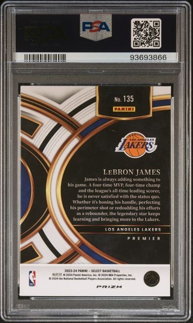 2023 PANINI SELECT #135 LEBRON JAMES RED CRACKED ICE PSA GEM MT 10 view 2