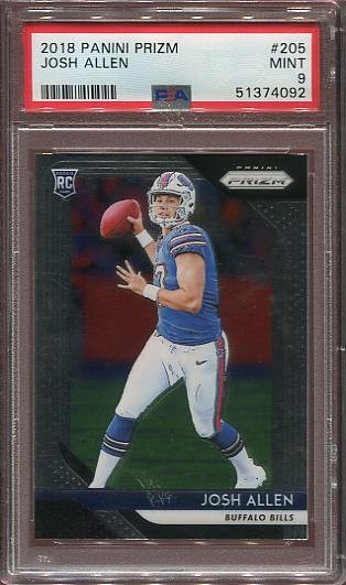 2018 Josh Allen Rookie Card Panini Prizm #205 Buffalo Bills PSA 9