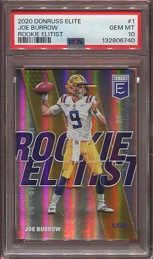 2020 Joe Burrow Rookie Card PSA 10 Donruss Elite Rookie Elitist #1 Bengals