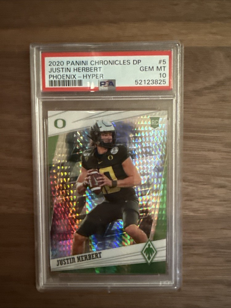 2020 Panini Chronicles DP Justin Herbert Phoenix - Hyper /49 PSA 10 Rookie RC