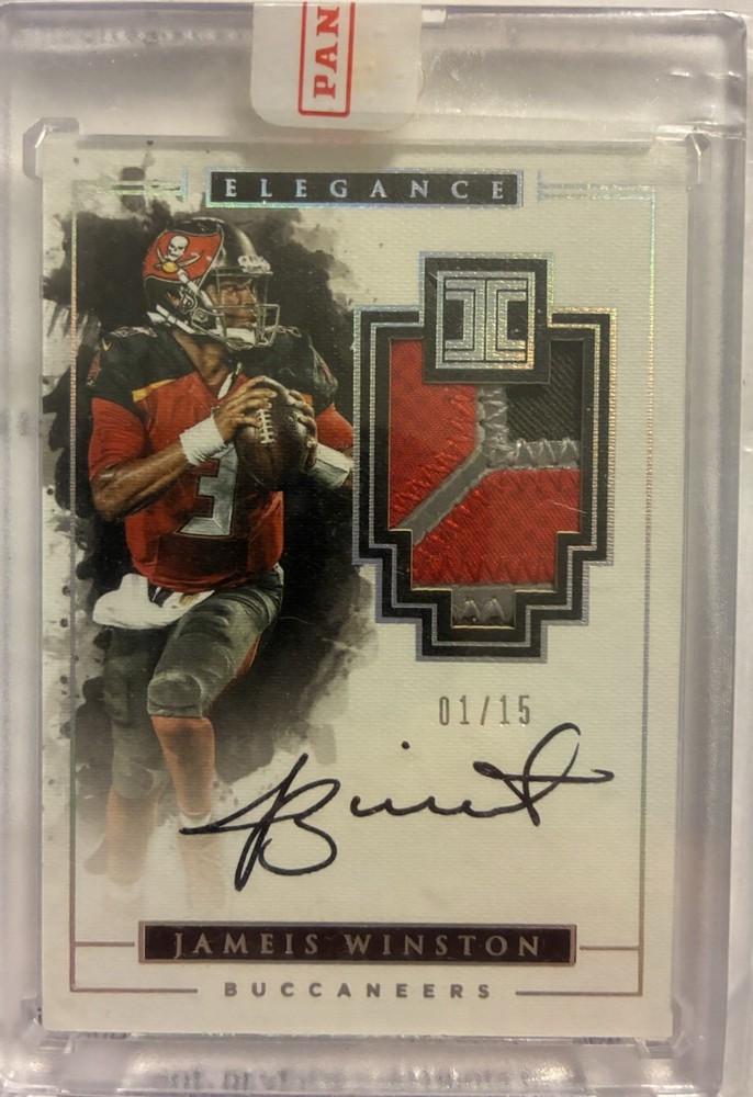 Jameis Winston Patch Autograph Impeccable Elegance On Card Auto 1st Print /15