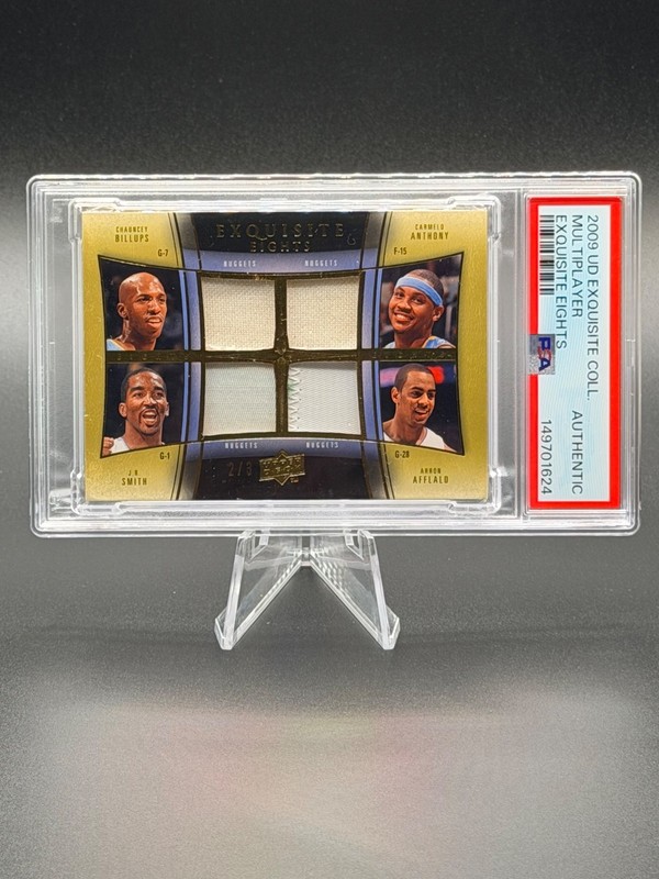 CARMELO BILLUPS SMITH Nuggets 2009 UD Exquisite Eights Game-Worn Patches 2/3 PSA view 2