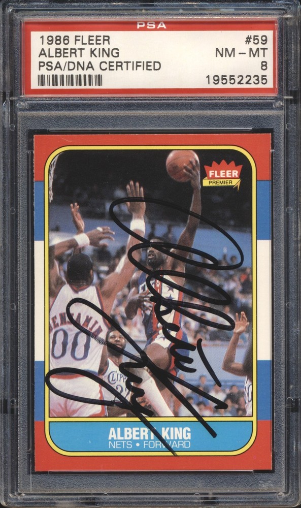 1986 Fleer Basketball AUTOGRAPH Albert King Signed ROOKIE #59 PSA/DNA 8 POP 3