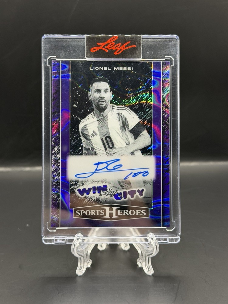 Lionel Messi 2025 Leaf Sports Heroes Purple Lava 1/1 Auto Win City #WC-LM1 SSP