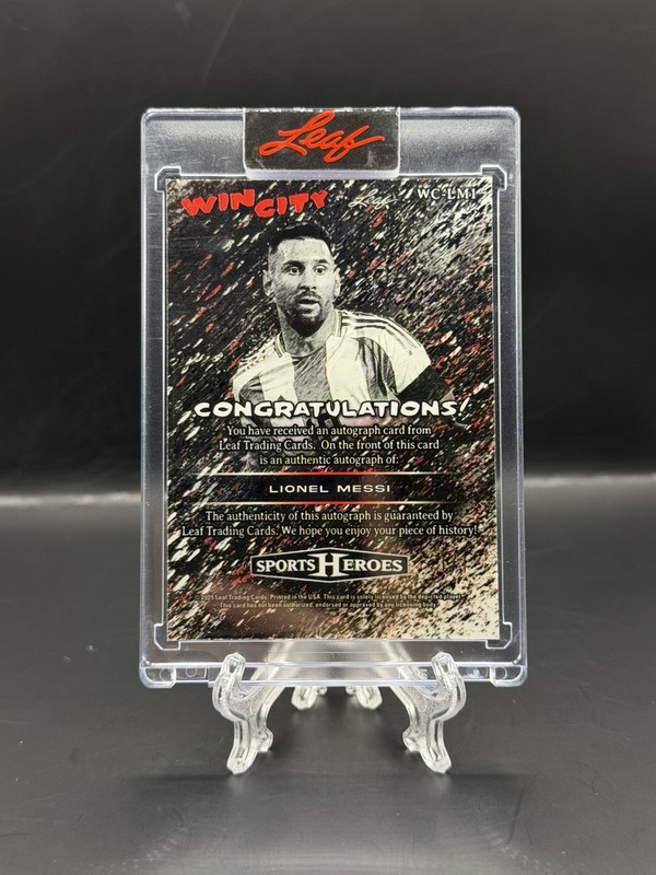 Lionel Messi 2025 Leaf Sports Heroes Purple Lava 1/1 Auto Win City #WC-LM1 SSP view 2
