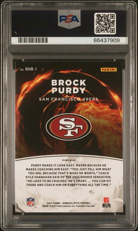 2022 Donruss Optic Brock Purdy Red Hot Rookies #RHR1 PSA 10 view 2