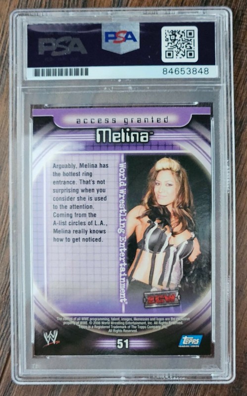 Melina WWE Diva Topps 2006 Signed Autographed Card PSA Authenticated view 2