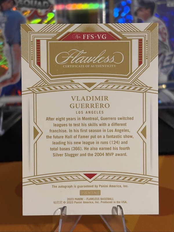 2023 Panini Flawless Vladimir Guerro Flawlessly Framed On-Card Auto /10  view 2