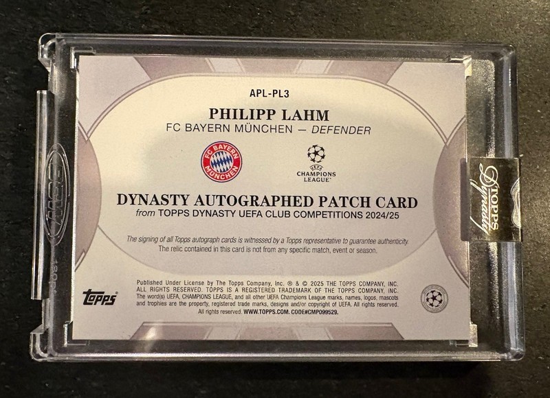 2025 Topps Dynasty UEFA Soccer Philipp Lahm Patch Relic Auto /10 view 2