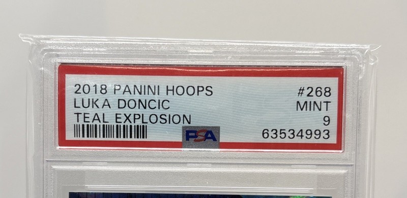 Luka Doncic 2018-19 Panini NBA Hoops TEAL EXPLOSION RC #268 PSA 9 Mavs/Lakers view 2