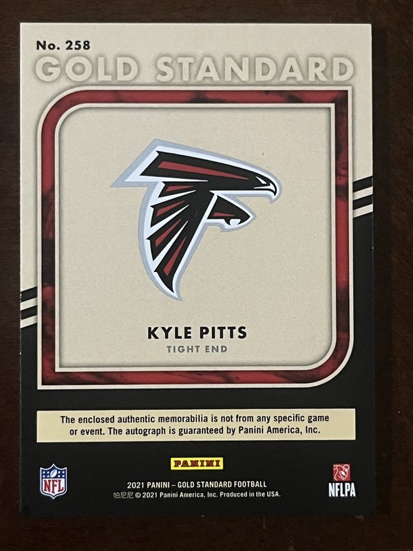 2021 Gold Standard Kyle Pitts Rookie Patch Auto RPA /149 RC Autograph Falcons view 2