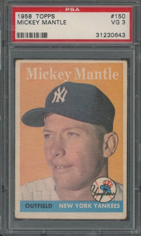 1958 Topps Baseball #150 Mickey Mantle VG PSA 3