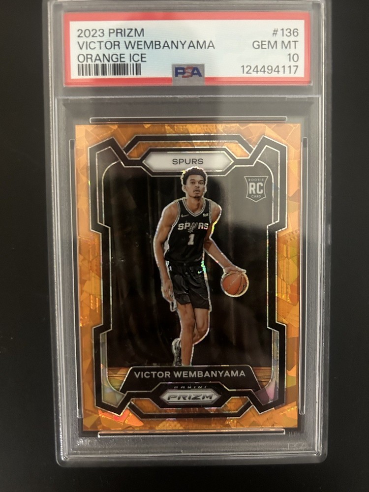 2023-24 Panini Prizm - Victor Wembanyama #136 Orange Ice Prizm (RC) PSA 10