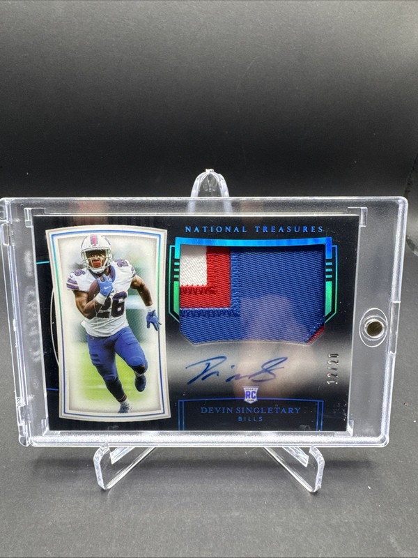 2019 Panini National Treasures Devin Singletary RPA Patch Auto /20 RC Bills view 2
