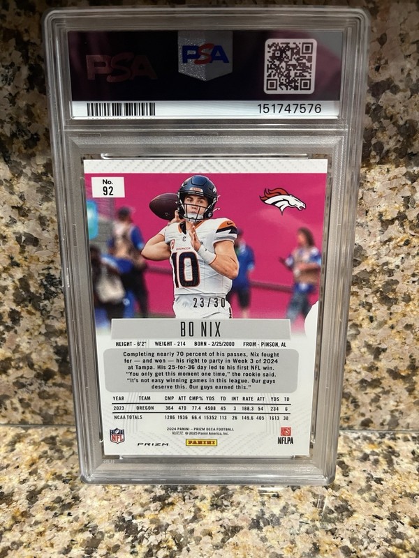 2024 Prizm Deca Mojo No Nix /30 #92 (RC) PSA 8 Denver Broncos - Freshly Graded! view 2