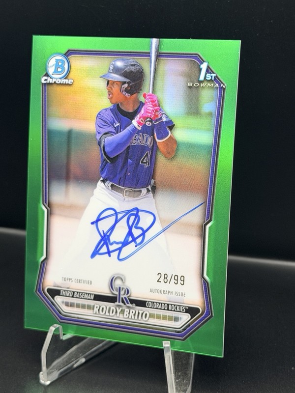 2026 Bowman Chrome Roldy Brito 1st True Green Refractor Auto /99 🔥 Rockies view 2