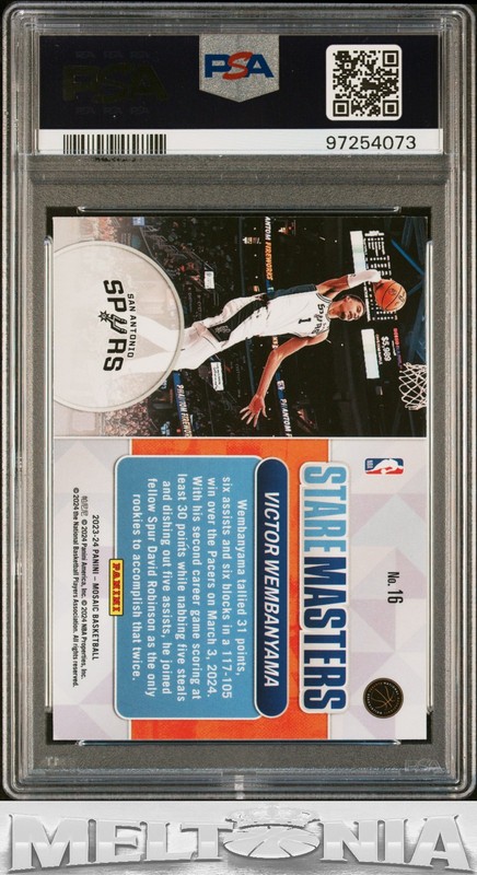 Victor Wembanyama 2023-24 Panini Mosaic #16 Stare Masters PSA 9 RC view 2
