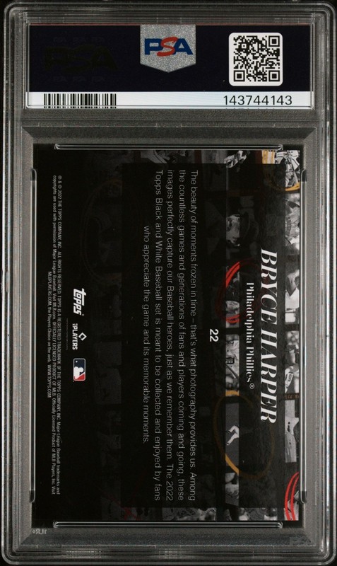 Bryce Harper 2022 Topps Black & White #22 PSA 10 view 2