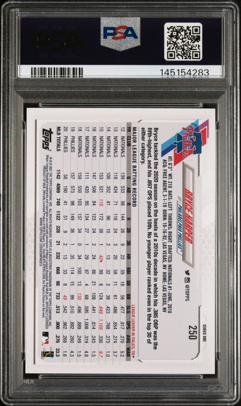 Bryce Harper 2018 Topps Update #US209 Rainbow Foil PSA 10 view 2