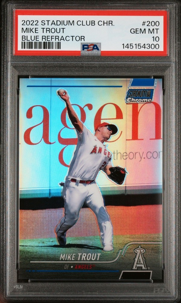 Mike Trout 2022 Stadium Club Chrome #200 Blue Refractor /199 PSA 10