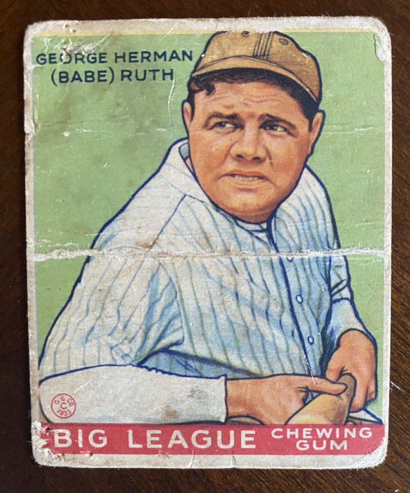 1933 Goudey Babe Ruth Authentic (Too Fragile to Holder) SGC Yankees #181