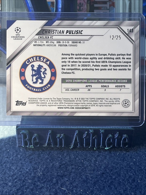 Christian Pulisic /25 Orange 2021-22 Topps Uefa Champions League 1st Ed. #143 view 2