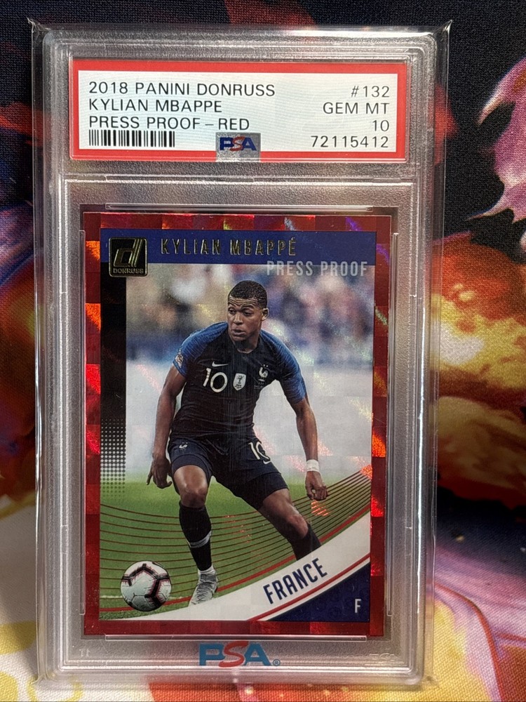 2018-19 Panini Donruss Kylian Mbappe PSA 10 GEM MINT Red Press Proof Card #132