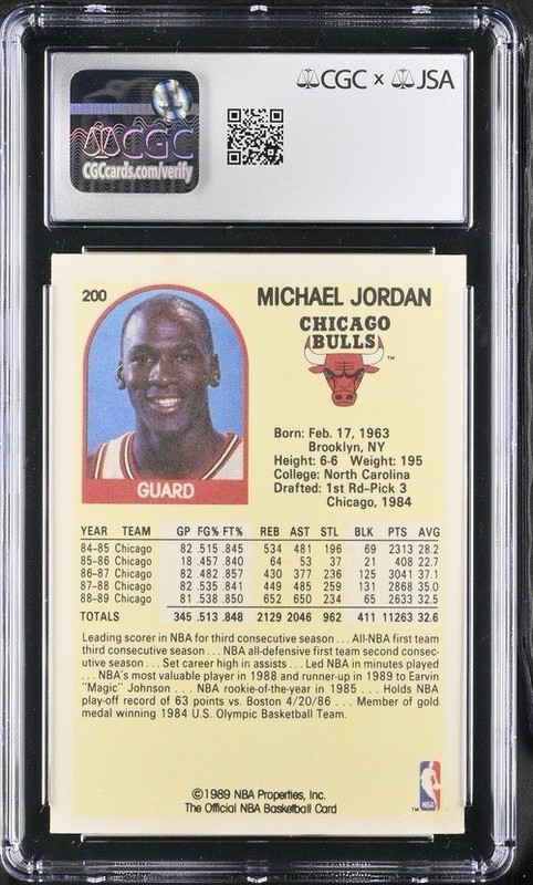 1989 Hoops Michael Jordan #200 Signed On-card Auto CGC 6/9 GOAT AUTH BOLD AUTO view 2