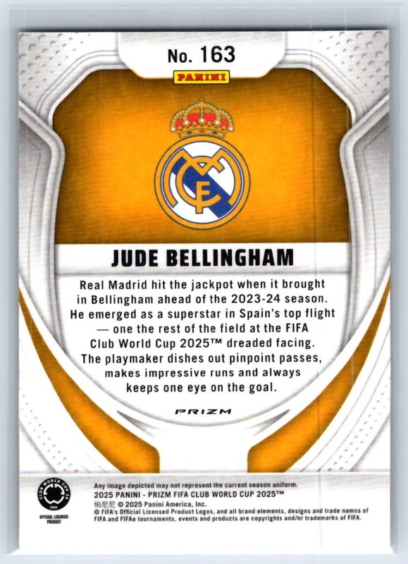 Jude Bellingham 2025 Panini Prizm FIFA Club World Cup #163 Seismic Prizms view 2