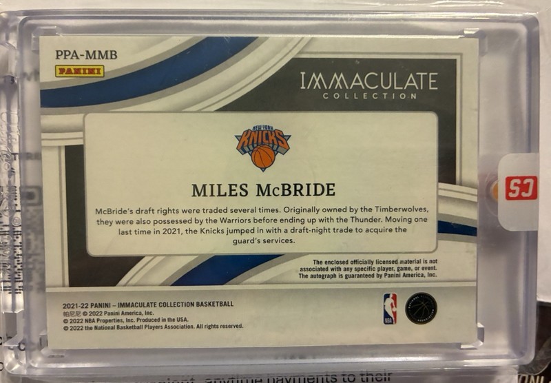 Miles McBride Patch Autograph Immaculate RPA Gold /10 Knicks Auto Sealed view 2