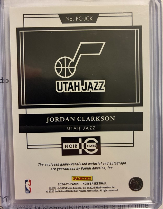 Jordan Clarkson Patch Autograph Game Used On Card Auto Knicks /49  view 2