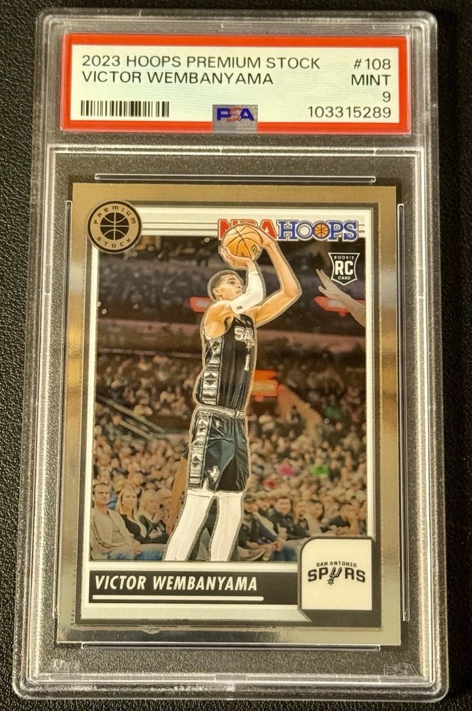 2023-24 Panini NBA HOOPS Premium Stock Victor Wembanyama #108 (RC) PSA 9 Mint